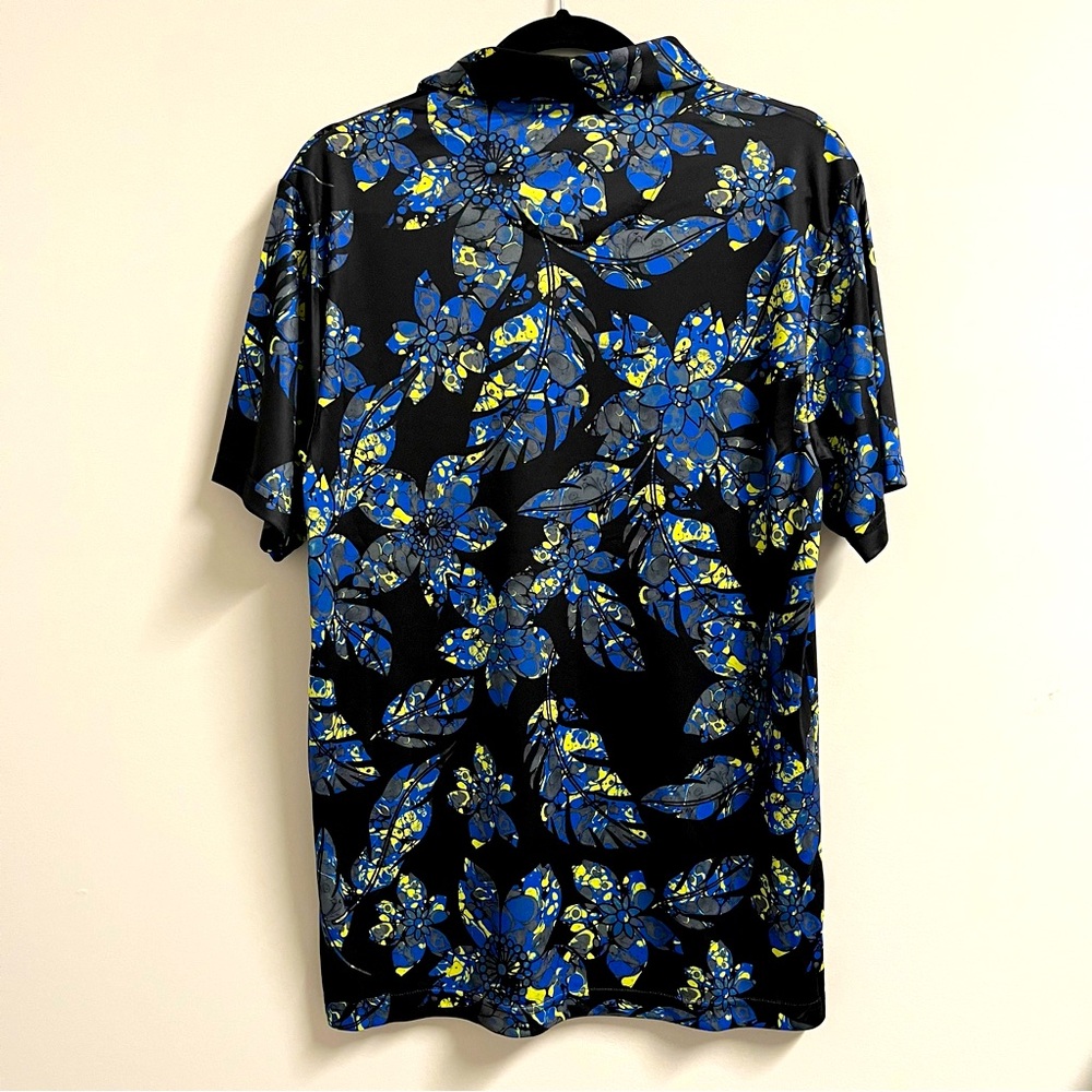 PGA Tour Men's Botanical Short Sleeve Polo Blue Black Size Medium‎ - Picture 3 of 4